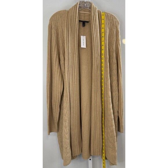 Lane Bryant Women’s 18/20 Plus Open Front Longline Cardigan Sweater Tan Duster - Picture 3 of 8